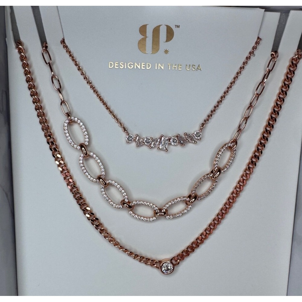 Bomb Party Luxe Layer NK22539 Call It As I See It Necklace Rose Gold CZ